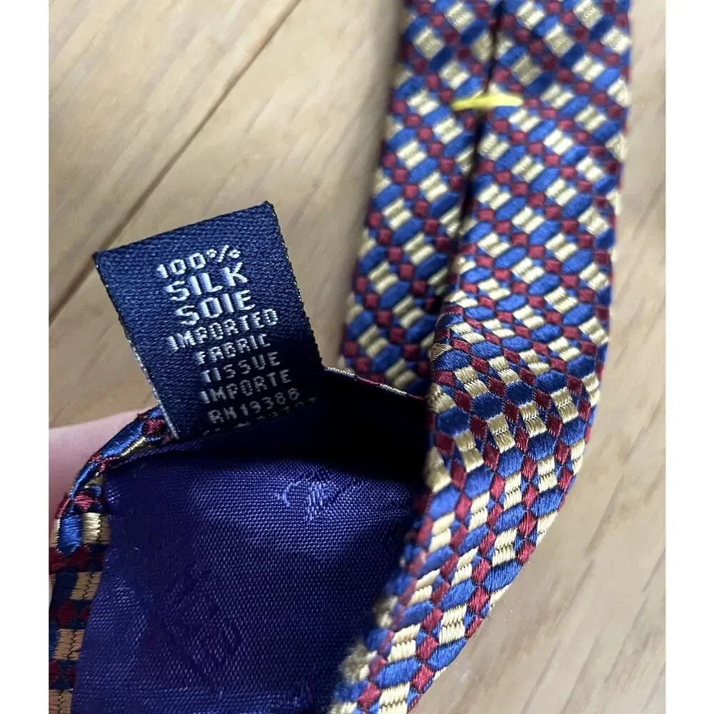 Vintage Nautica 100% Silk Tie - Geometric Pattern, Vibrant Colors